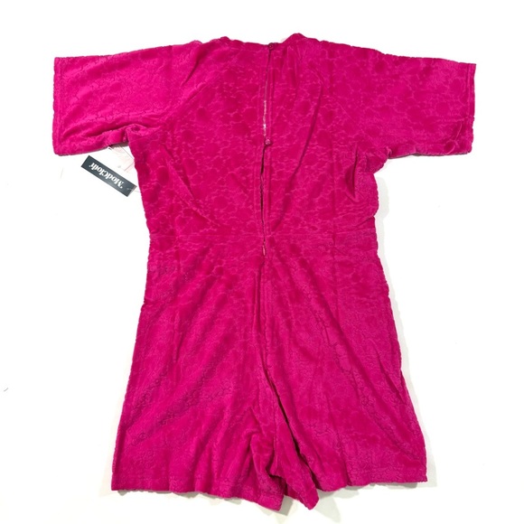 New ModCloth Beach Chaser Velour Romper Sweet Berry - Picture 4 of 10